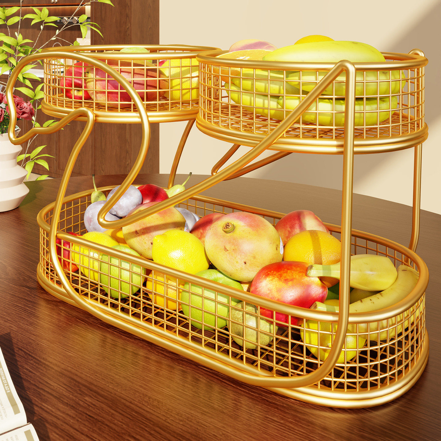 桌面水果收纳篮果篓茶几点心架饼干收纳篮多层坚果储物架零食架子