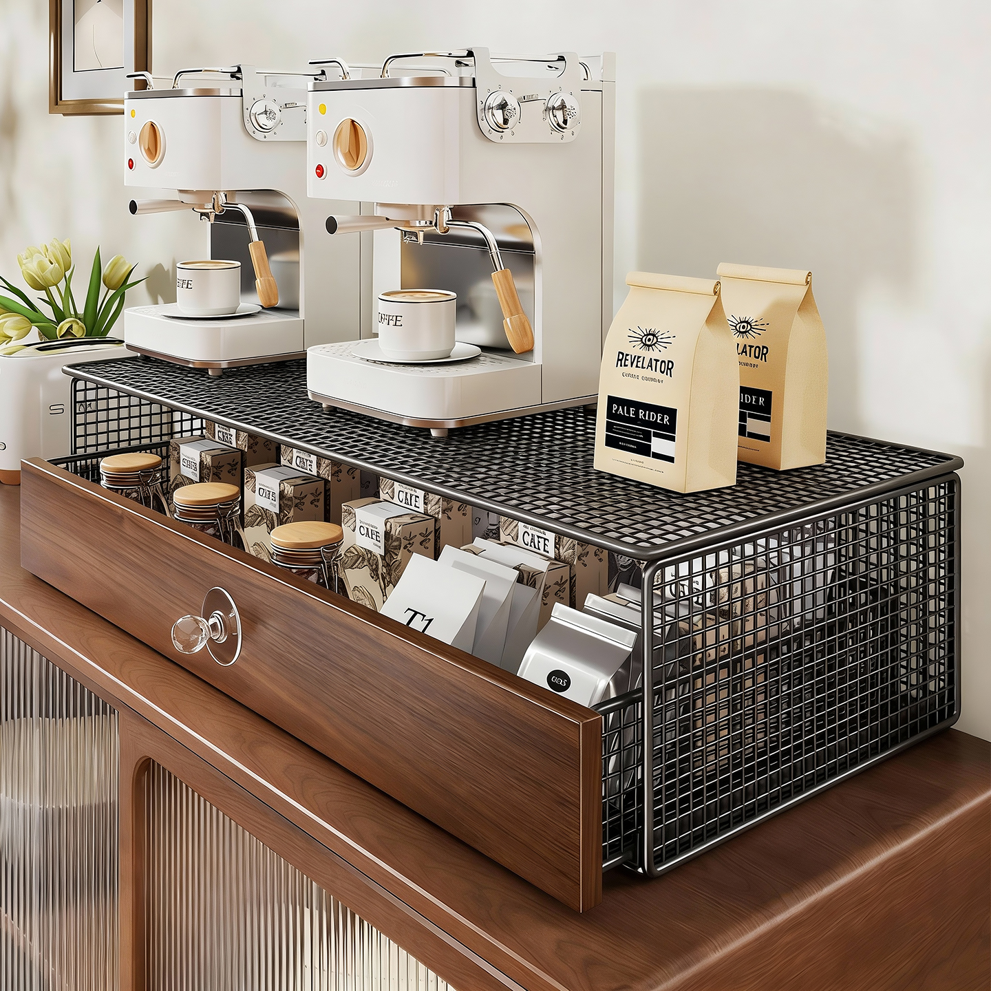 咖啡机置物架茶水间台面收纳架