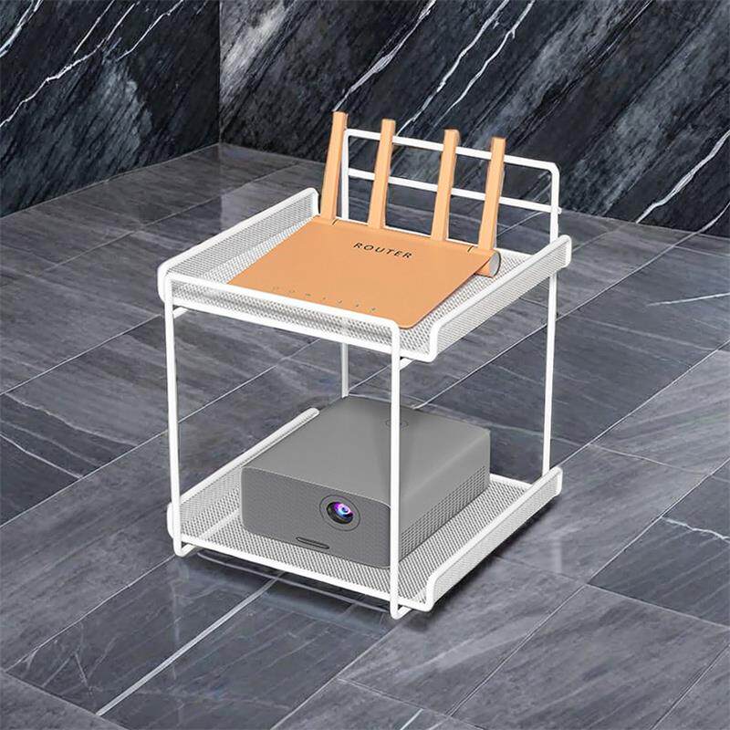 投影仪支架款铁艺固定架落地家用宿舍墙壁墙面挂墙托盘免打孔路由器墙上置物架电视机机顶盒壁挂式双层收纳架