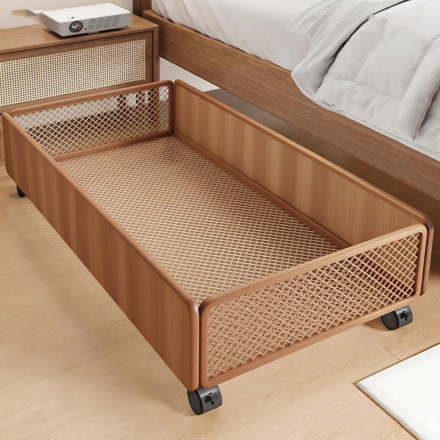 宿舍床底置物架带滑轮可移动