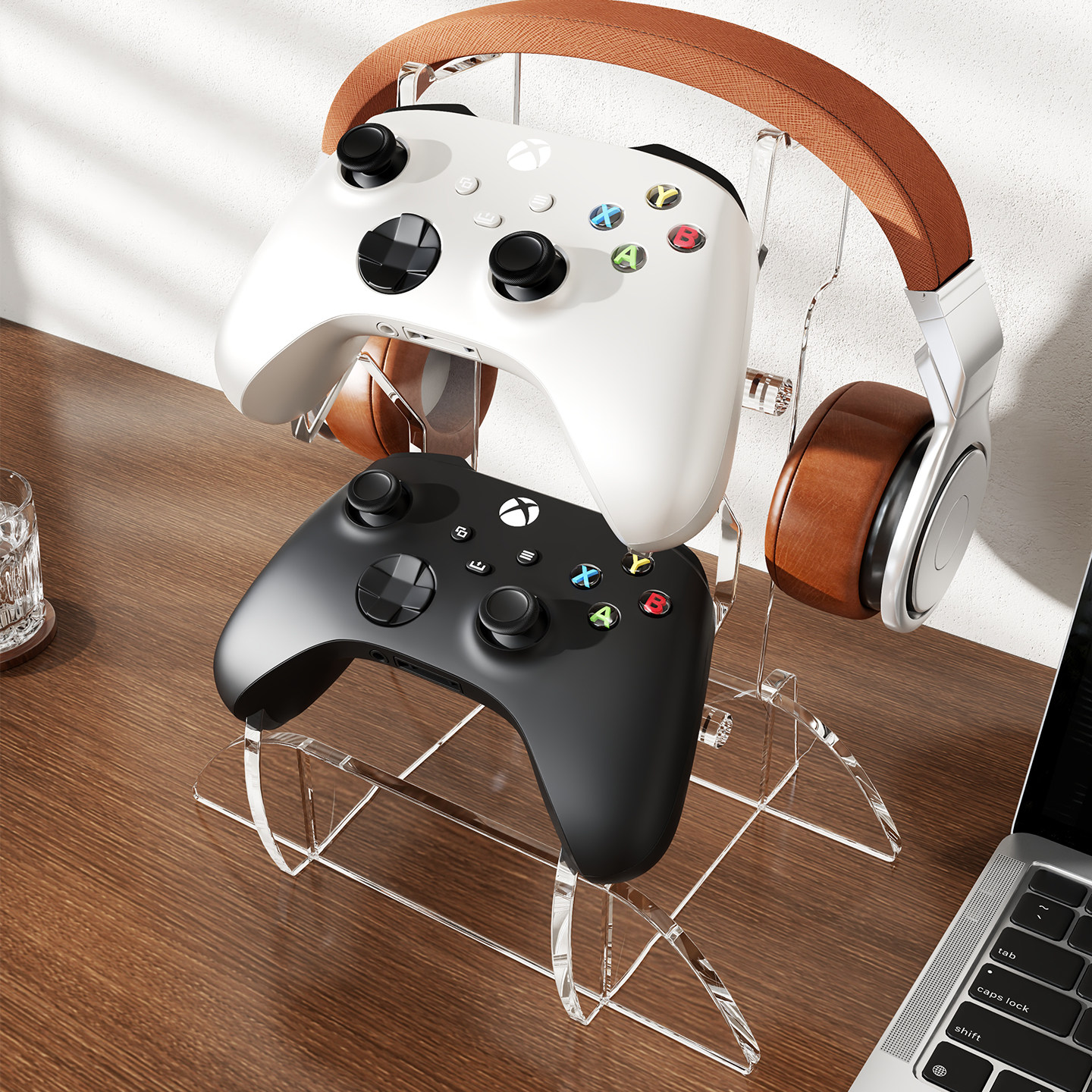 桌面蓝牙耳机收纳支架网吧头戴式耳麦放置架电竞房游戏手柄蓝牙耳机储物固定架多功能游戏机储物架子支撑神器