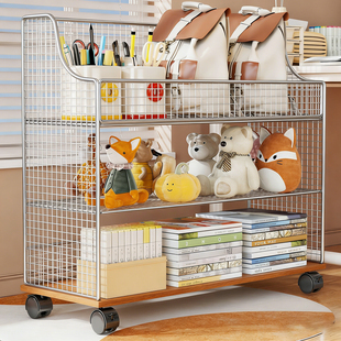 桌下书架置物架可移动小推车书桌旁多层书本收纳架落地储物小书柜