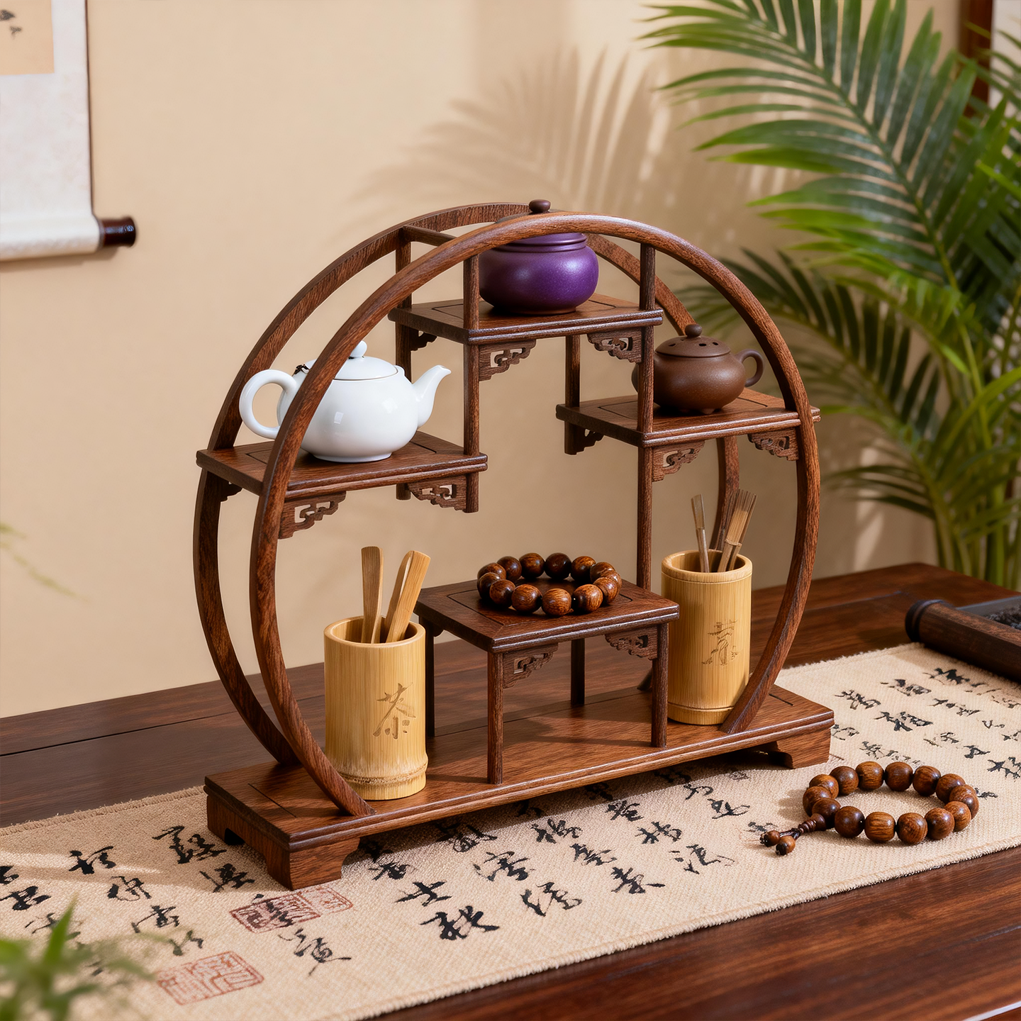 桌面博古架茶具茶杯收纳架新中式茶桌装饰摆件茶壶紫砂壶摆放展架,住宅家具,多宝格/博古架,淘宝优惠券,粉丝福利购,淘宝优惠卷