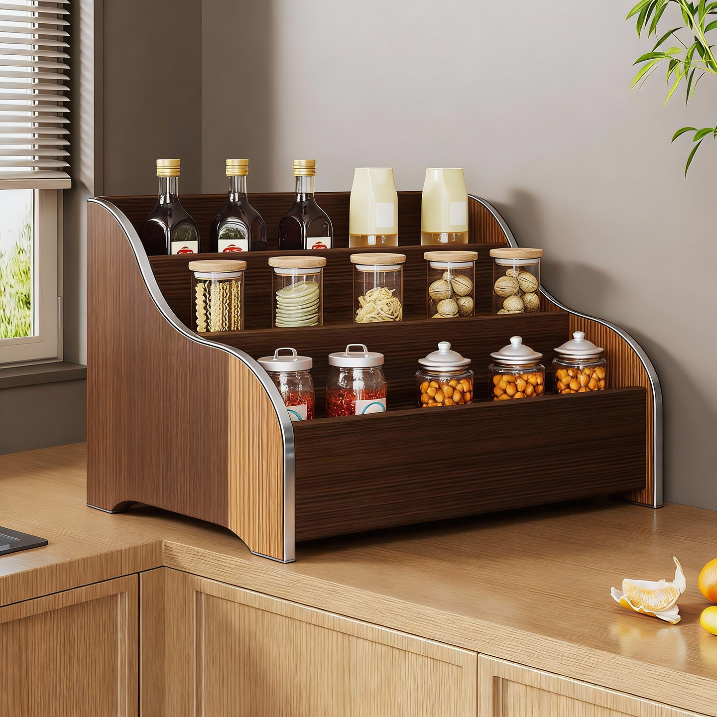 厨房调料置物架灶台台面油盐酱醋瓶罐收纳架阶梯式佐料香料放置架,厨房/烹饪用具,调料置物架,淘宝优惠券,粉丝福利购,淘宝优惠卷