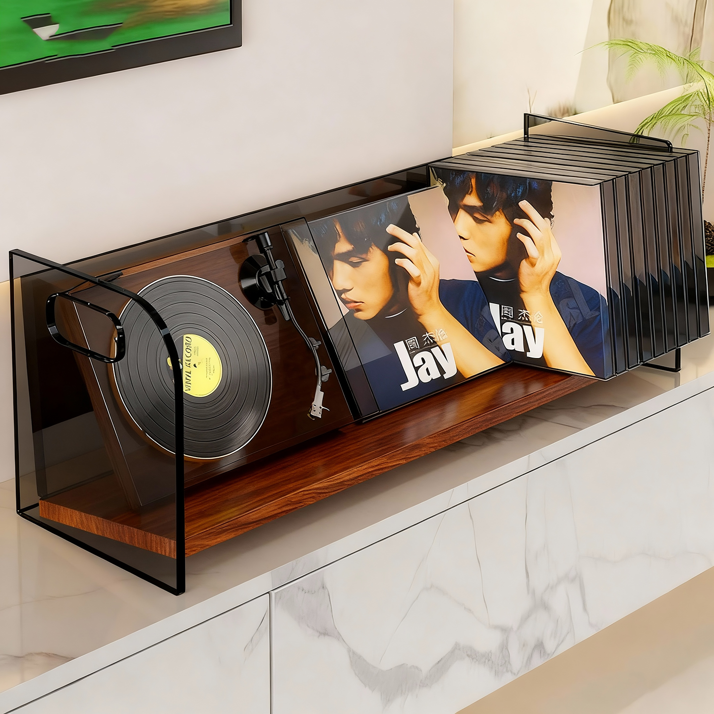 CD架桌面亚克力黑胶唱片收纳架光盘碟片陈列展示架专辑收藏存放架