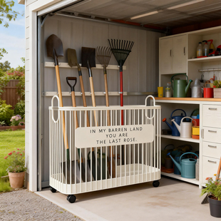 园林工具置物架车库农具整理收纳架庭院花园清洁工具铁锹放置神器