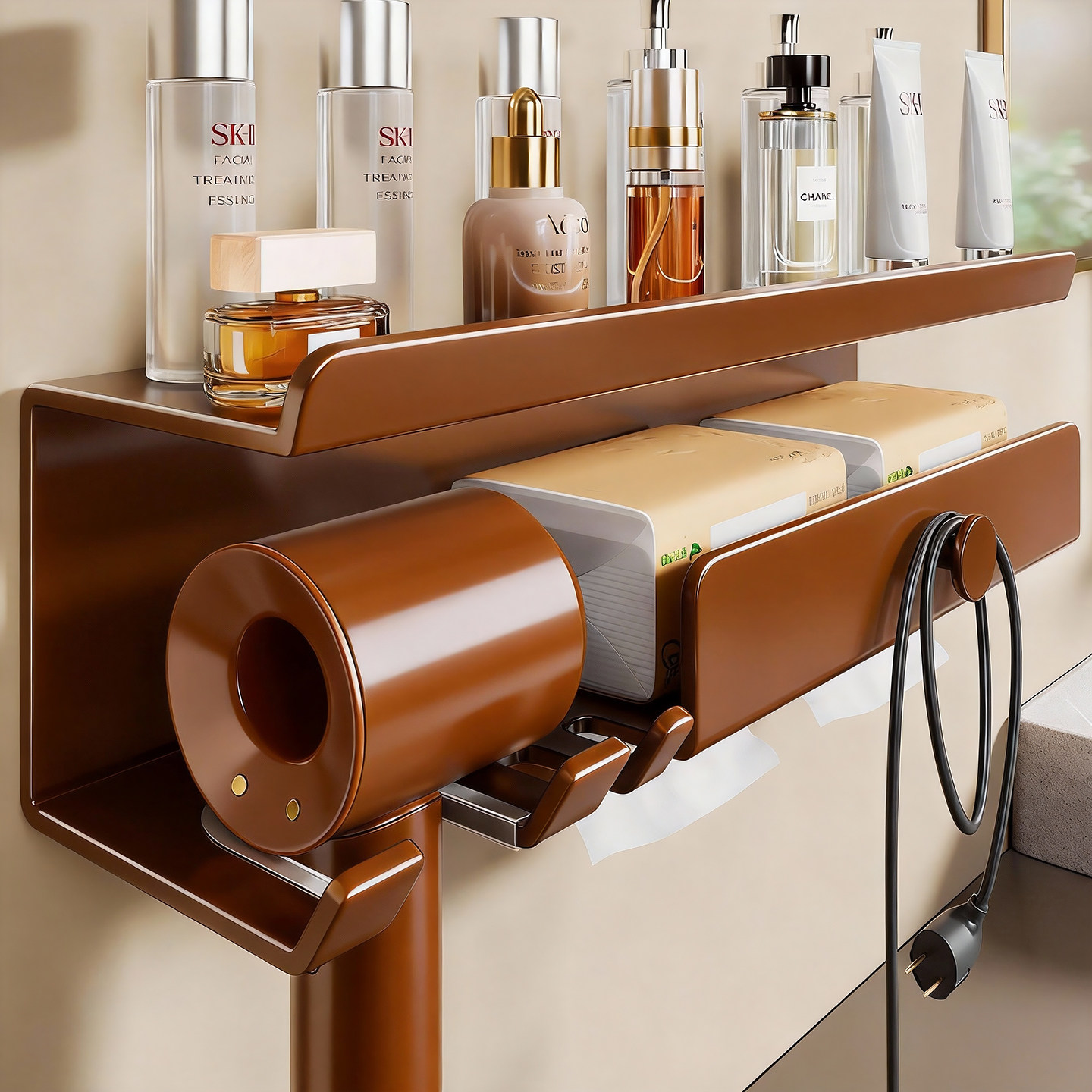 卫生间吹风机置物架洗漱台护肤品洗脸巾放置架多功能化妆品储物架,家庭/个人清洁工具,吹风机置物架,淘宝优惠券,粉丝福利购,淘宝优惠卷