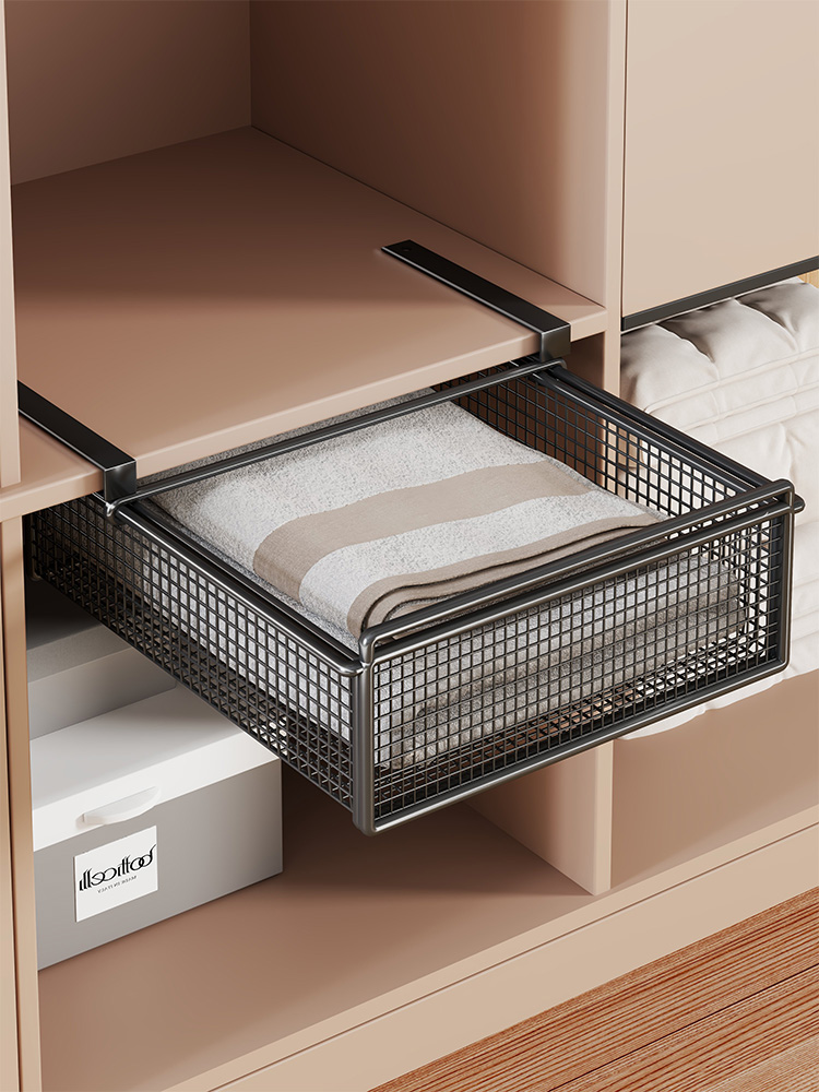 衣柜置物架抽拉隔板下挂式收纳篮宿舍柜内衣服整理筐大容量储物盒