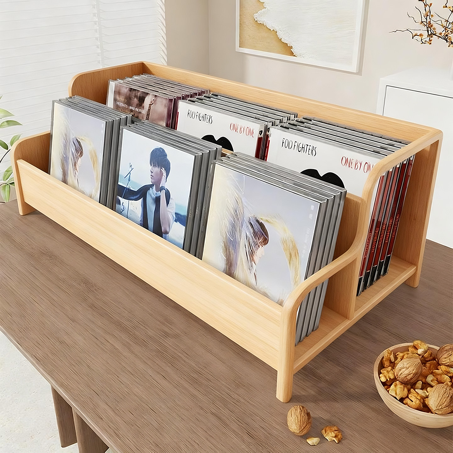 黑胶唱片收纳架磁带光盘分类整理架桌面专辑摆放架家用杂志展示架