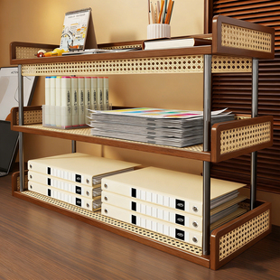 实木书架立式多层书本收纳架学生书桌整理架书立小书柜工位文件架