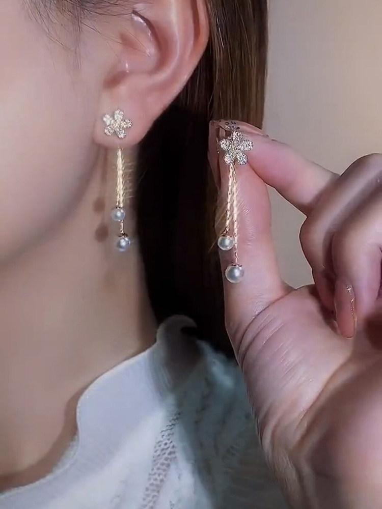 2022新款高级感设计甜美精致两戴流苏花朵珍珠耳环女镶钻银针耳坠,饰品/流行首饰/时尚饰品新,耳环,淘宝优惠券,粉丝福利购,淘宝优惠卷