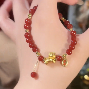 马上有财红珠珠手链小马手串精致百搭手饰女生串珠珠子轻奢高级感