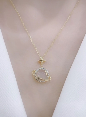 2022年新款潮星月神话猫眼石项链女高级感设计简约时尚锁骨链吊坠