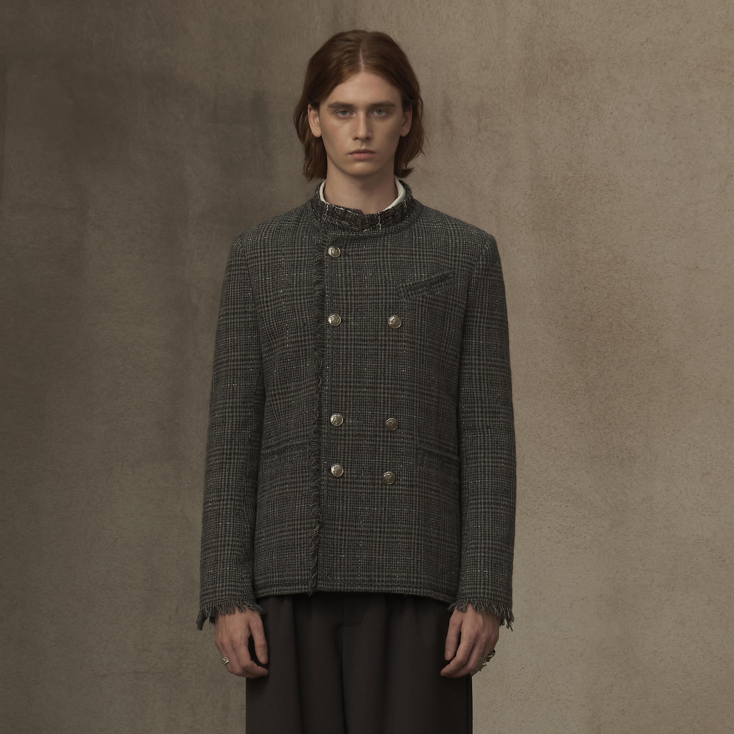 TAM TUAS【极夜】粗花呢羊毛千鸟格立领宫廷双排扣流苏西装