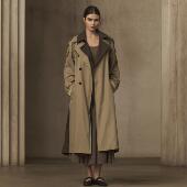 TAM 风衣 卡其色三防音符拼接风琴褶双领滑铁卢式 TUAS 月神