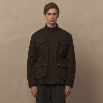 TAM TUAS【高加索】重磅丝棉四口袋雕花宫廷狩猎谷仓短款派克大衣