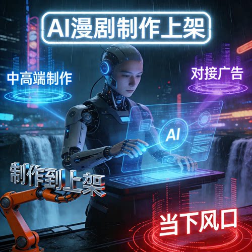 抖音AI漫剧上架短剧版权中心视频设计代制作风口对接广告动画开发