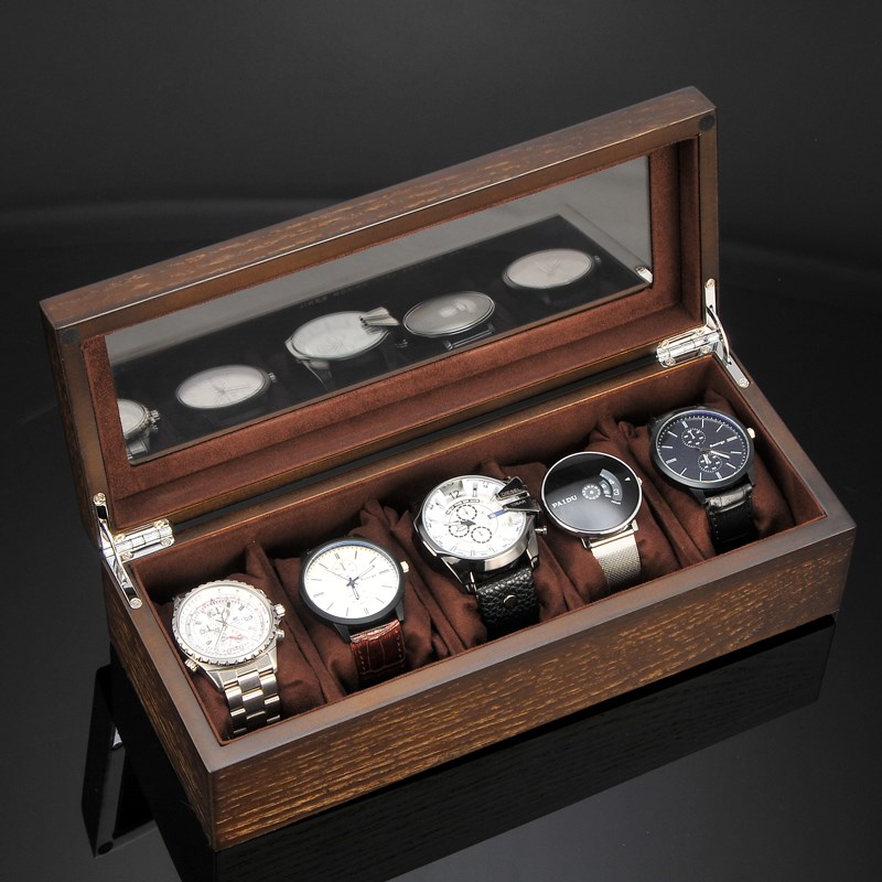Watch box retro simple wooden portable storage watch case