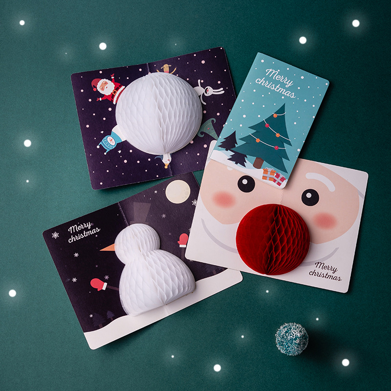 Honeycomb 3D Creativity Christmas Blessings greeting card