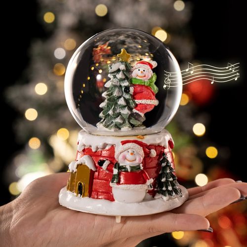 Christmas Snow Globe Gift Musical Box Tabletop Crystal Ball