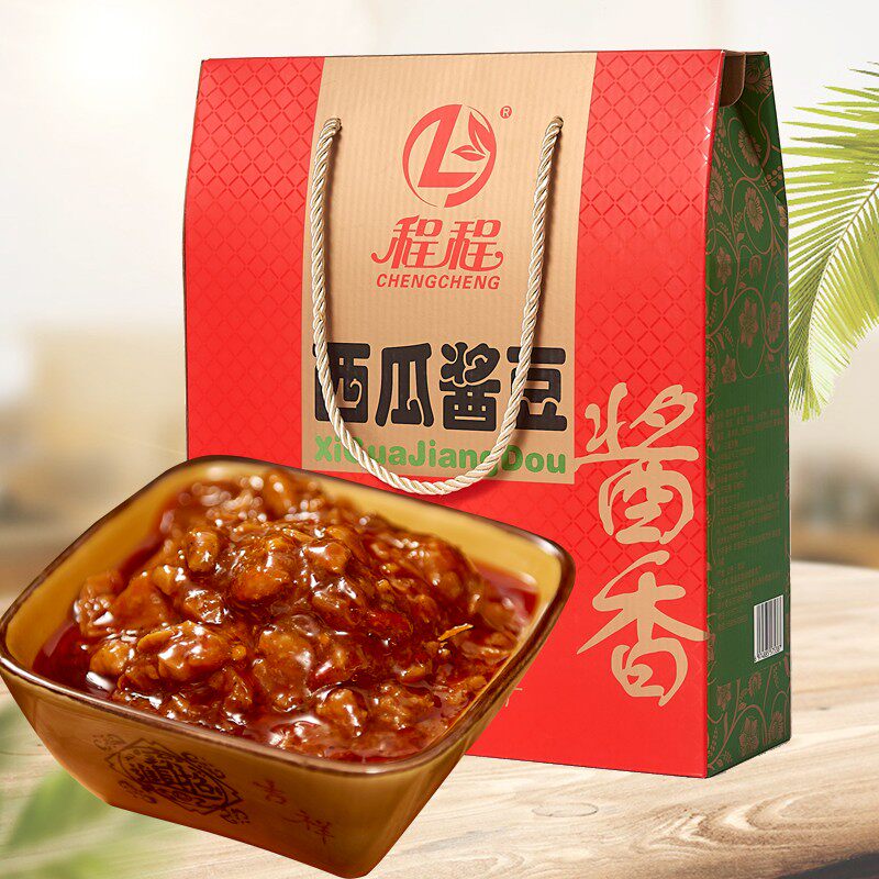 西瓜酱菏泽特产农家纯手工老式酱豆子辣椒酱瓜豆酱黄豆酱拌面酱