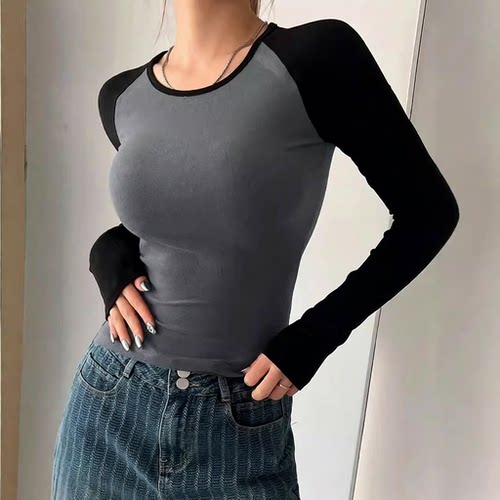 women's Tight fitting long sleeved top T-shirt pullover