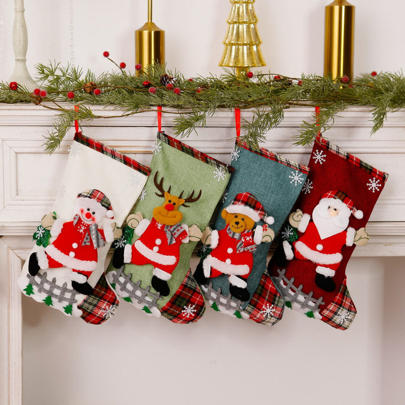 Christmas socks gift bag, elderly snowman, large children's