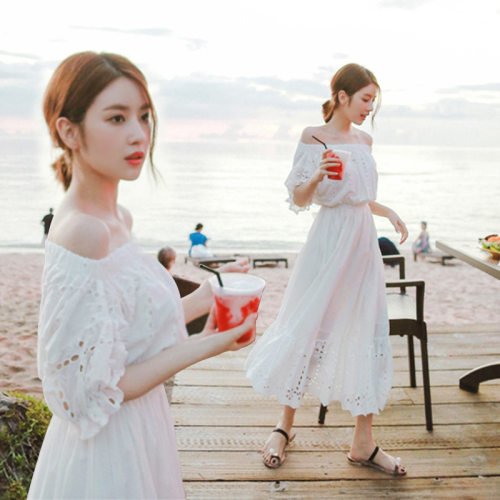 Bohemian long dress, women's summer beach dress, vacation b
