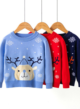 Children's Sweaters Autumn/Winter Red Christmas Snowfla top