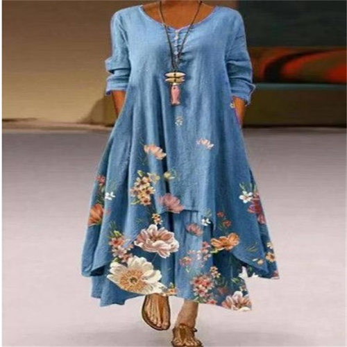 Popular long sleeved dress, women's long skirt ladys dress