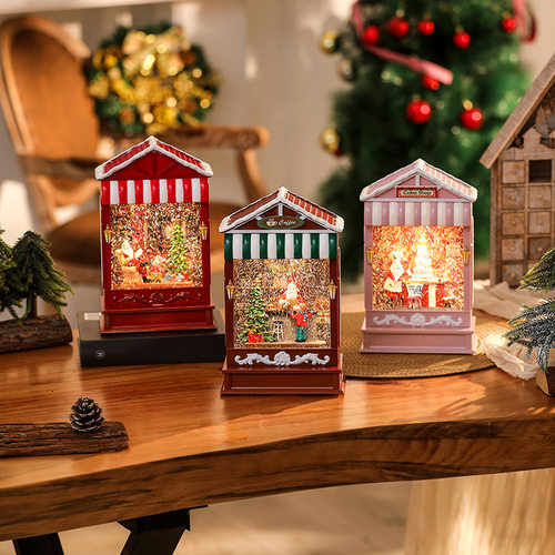 New Christmas Gift Glowing Snow Music Box Santa Claus Lamp