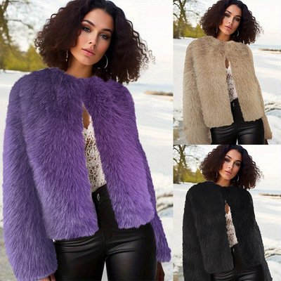 Autumn and winter drag short faux fur coat women's fashion