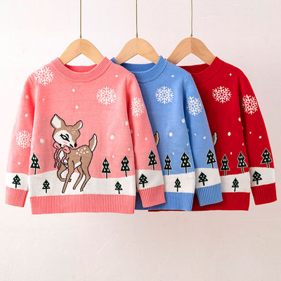 New autumn winter children's Christmas snowflake pullover