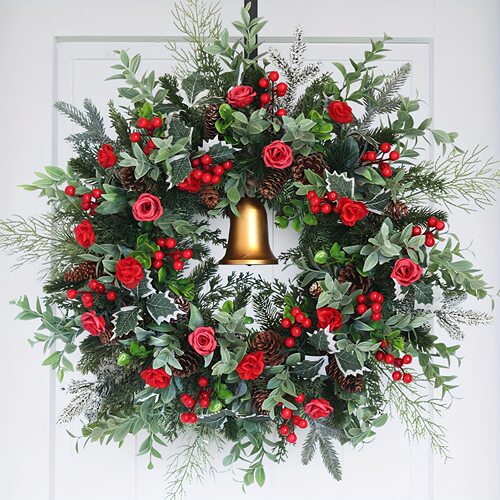 Red Fruit Rose Bell Christmas Vine Eucalyptus Leaf