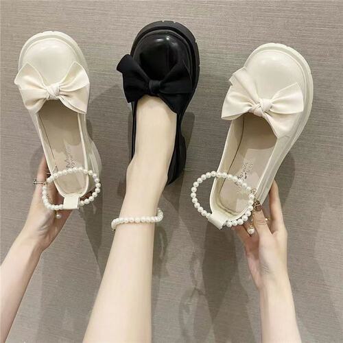 玛丽珍鞋女鞋粗跟小皮鞋women's leather shoes Mary Jane shoes