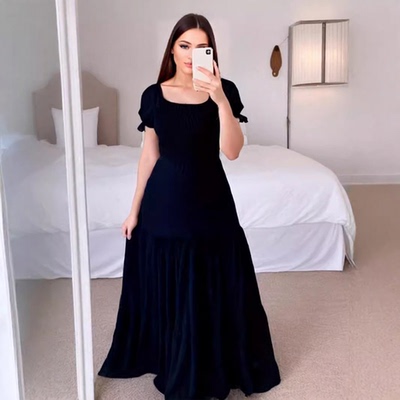 women's commuting style, loose fit, casual long dress,