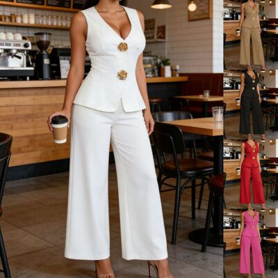 New Spring/Summer Women's Fashion Vest Pants set Casual