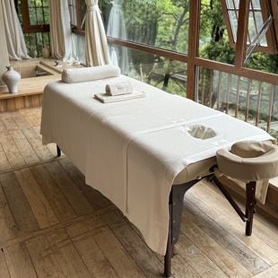 100%有机棉本色毛巾被床巾毛巾美容院用养生馆床品疗愈SPA四件套