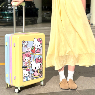 可爱女行李箱多巴胺拼色拉杆箱高颜值学生密码箱多功能防爆旅行箱