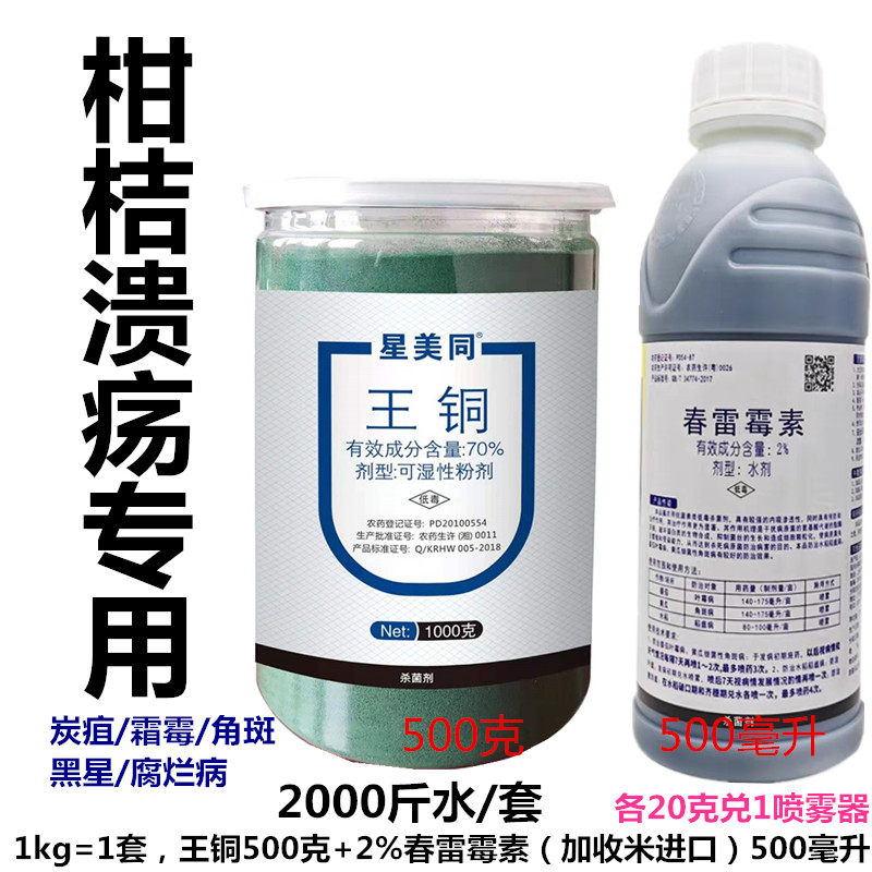 火龙果进口春雷霉素+70%王铜柑橘溃疡病柑桔真菌细菌内吸治疗保护