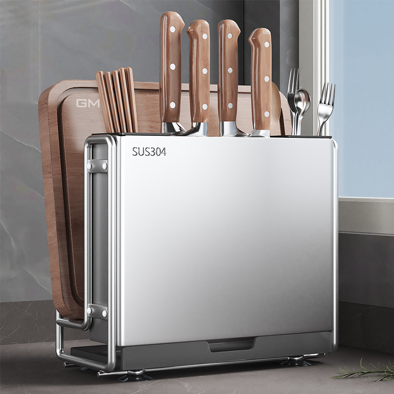 304不锈钢厨房刀架置物架多功能刀具菜板架一体筷子笼收纳放置架