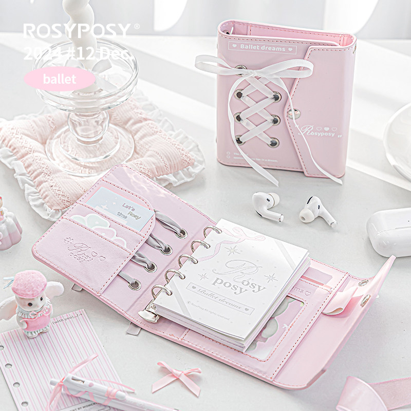 「新色粉白！芭蕾绑带M5」ROSYPOSY柔设手帐本子皮活页A7迷你ins