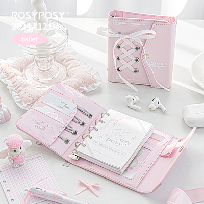 「新色粉白！芭蕾绑带M5」ROSYPOSY柔设手帐本子皮活页A7迷你ins