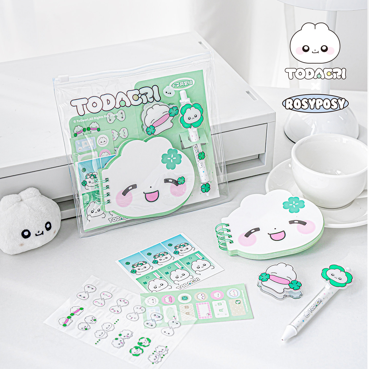 「7件套！兔兔送我的四叶草」Rosyposy柔设文具礼物闺可爱兔