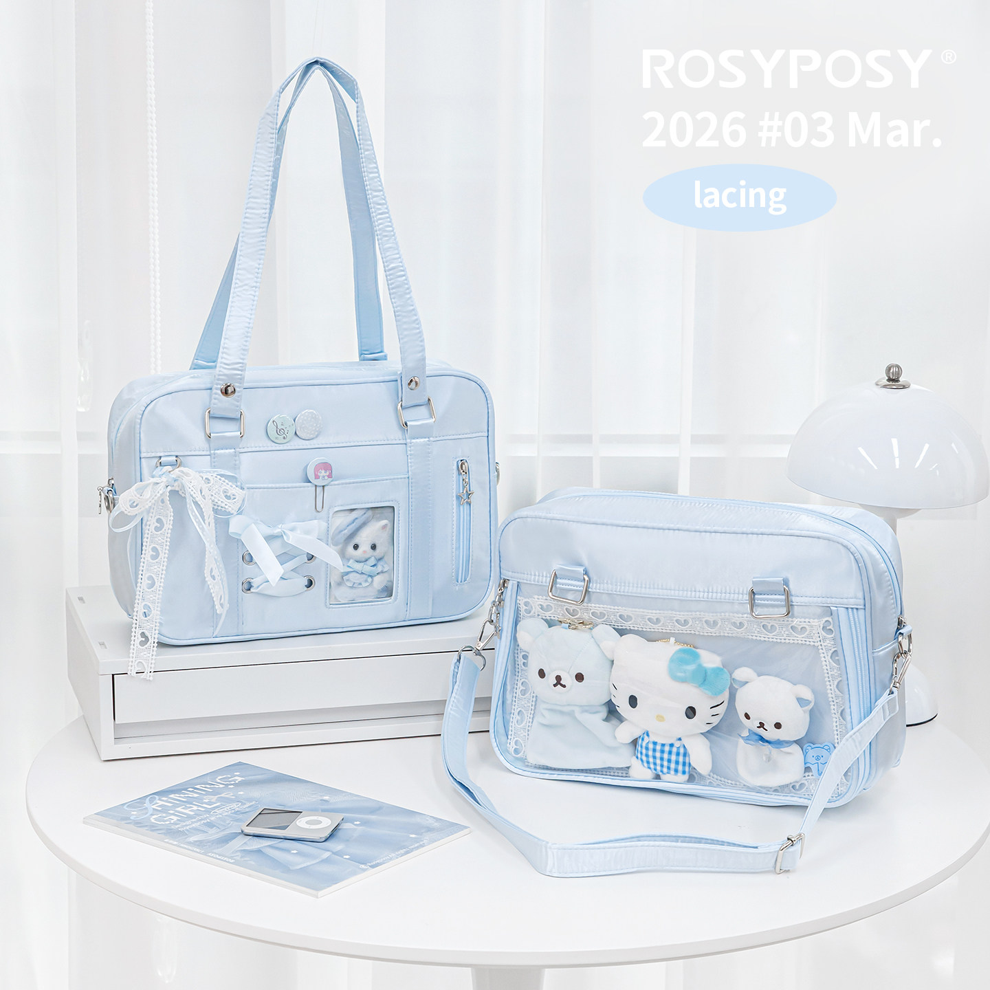 「水色！JK制服痛」ROSYPOSY柔设斜挎丝带日系校供小卡樱花漫展图片