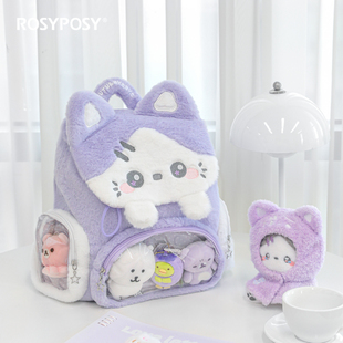 「三面痛窗！」ROSYPOSY柔设毛绒双肩韩娃包吃谷ins水桶束口