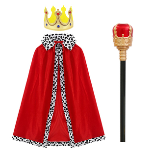 亲子派对欧洲国王披风儿童成人舞台剧演出王子服装加冕斗篷皇冠