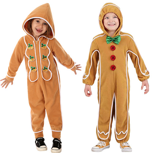 儿童姜饼人演出服装万圣节cos服