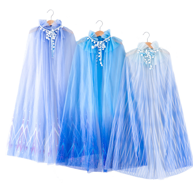 女童网纱彩色披肩 动漫冰雪女王艾莎披风爱莎公主斗篷elsa cloak
