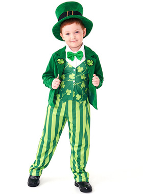 爱尔兰妖精服装男童圣帕特里克绿色四叶草礼服St. Patrick's Day